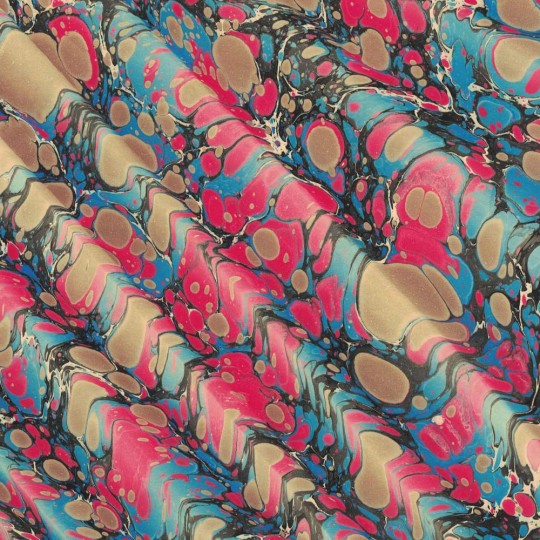 Hand Marbled Paper Spanish Wave Pattern in Reds and Blues ~ Berretti Marbled Arts